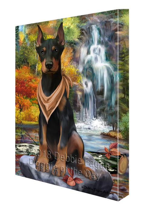 Scenic Waterfall Doberman Pinscher Dog Canvas Print Wall Art Décor CVS84203