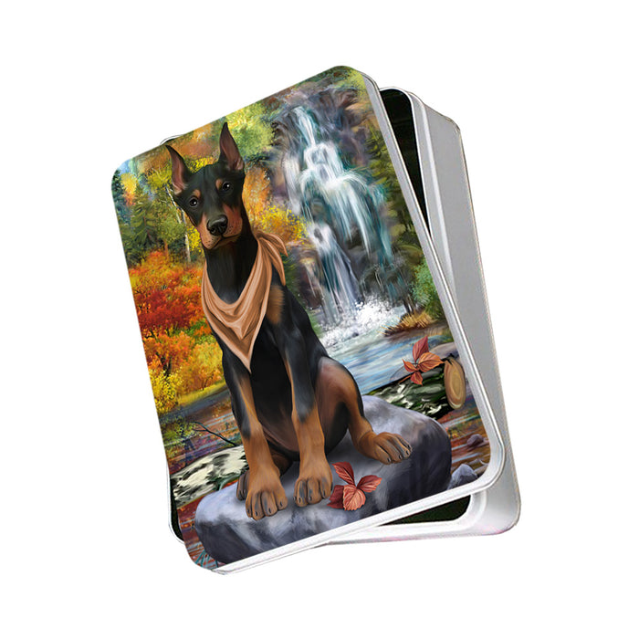 Scenic Waterfall Doberman Pinscher Dog Photo Storage Tin PITN51934