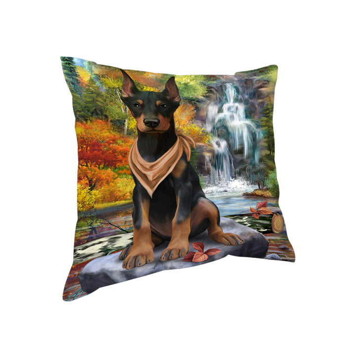 Scenic Waterfall Doberman Pinscher Dog Pillow PIL63892