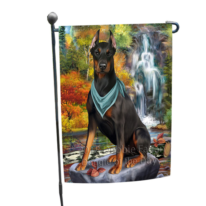 Scenic Waterfall Doberman Pinscher Dog Garden Flag GFLG51880