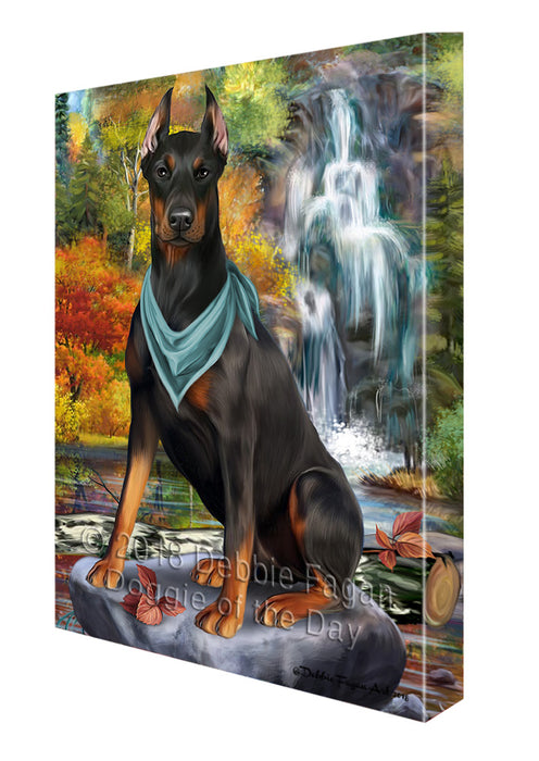 Scenic Waterfall Doberman Pinscher Dog Canvas Print Wall Art Décor CVS84212