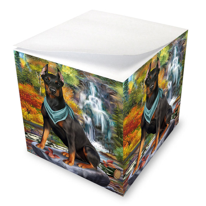 Scenic Waterfall Doberman Pinscher Dog Note Cube NOC51883