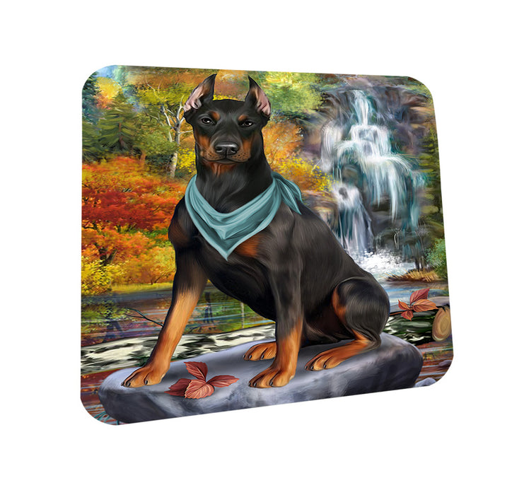 Scenic Waterfall Doberman Pinscher Dog Coasters Set of 4 CST51842