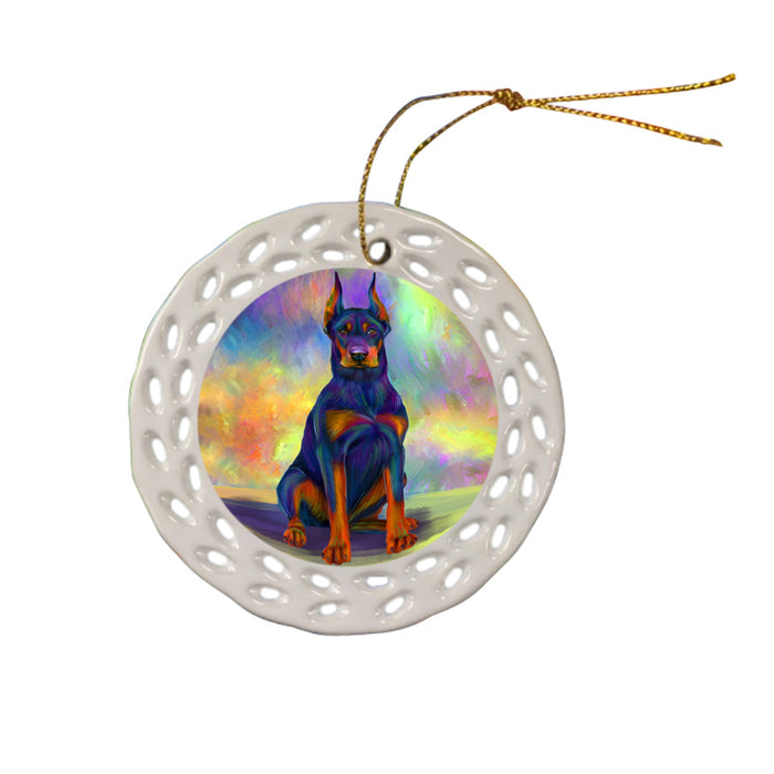 Paradise Wave Doberman Pinscher Dog Ceramic Doily Ornament DPOR56423