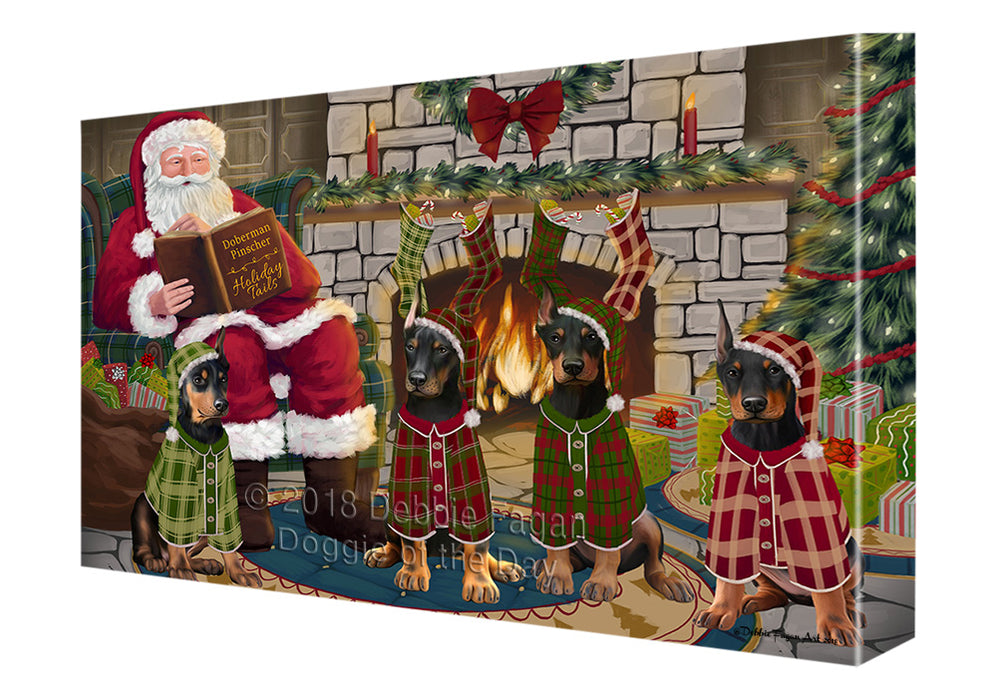 Christmas Cozy Holiday Tails Doberman Pinschers Dog Canvas Print Wall Art Décor CVS116036