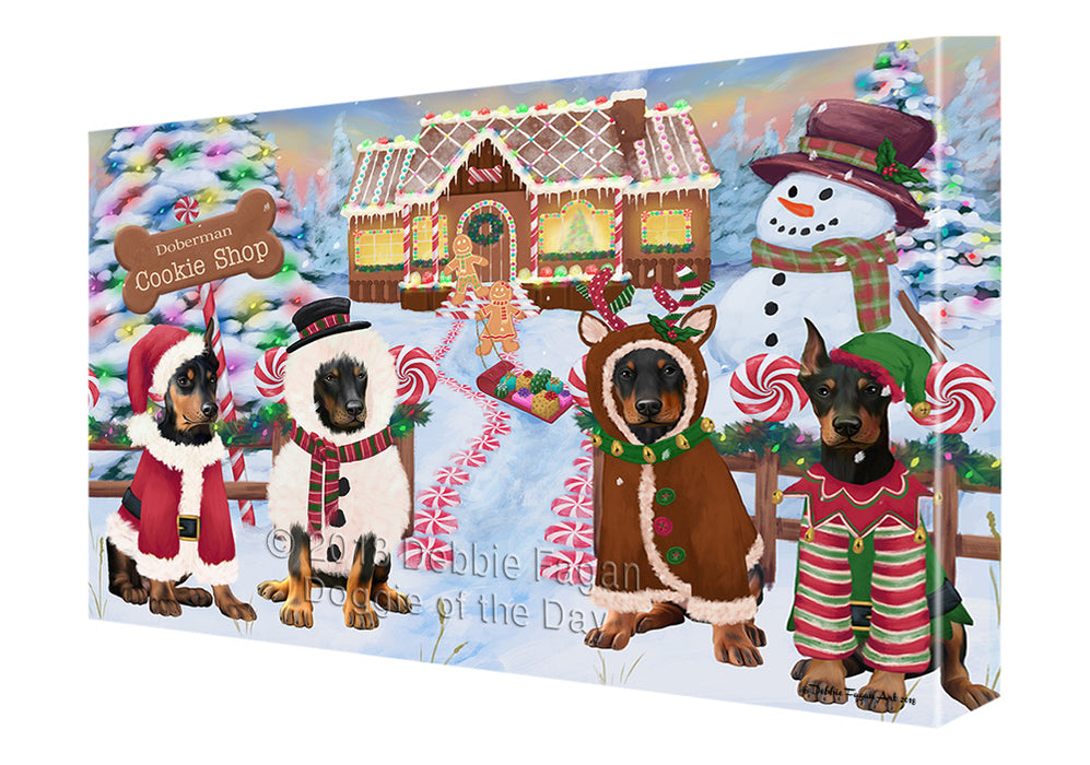 Holiday Gingerbread Cookie Shop Doberman Pinschers Dog Canvas Print Wall Art Décor CVS129806