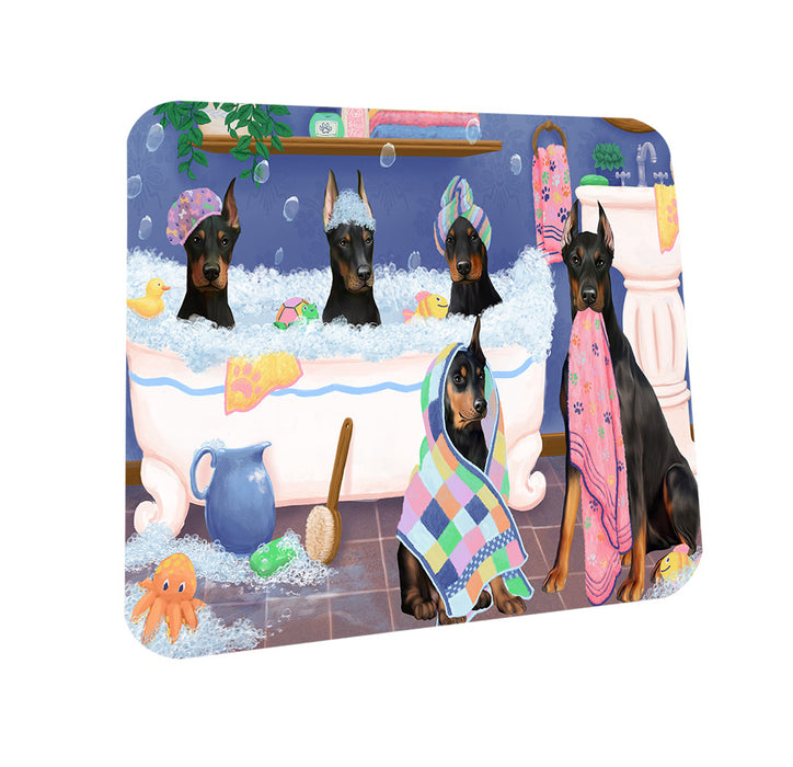 Rub A Dub Dogs In A Tub Doberman Pinschers Dog Coasters Set of 4 CST56745