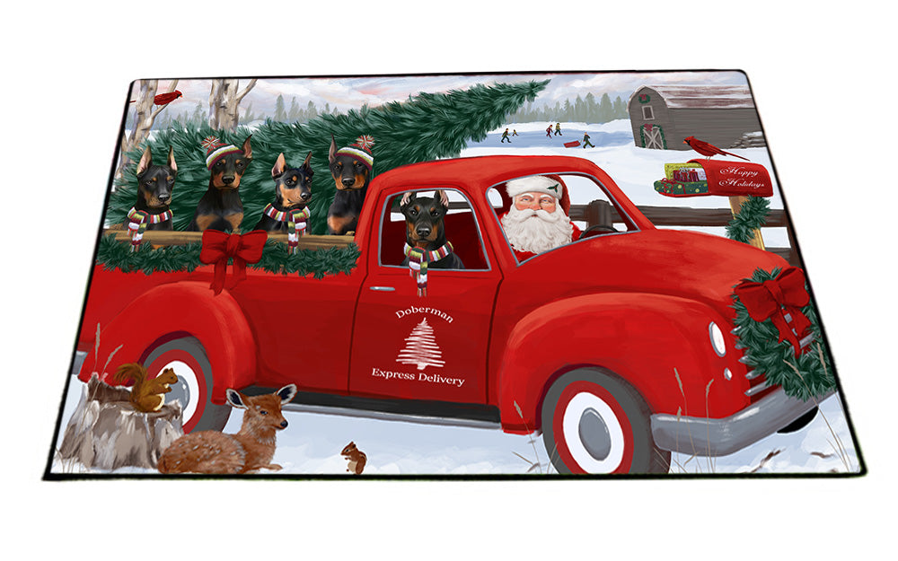 Christmas Santa Express Delivery Doberman Pinschers Dog Family Floormat FLMS52389
