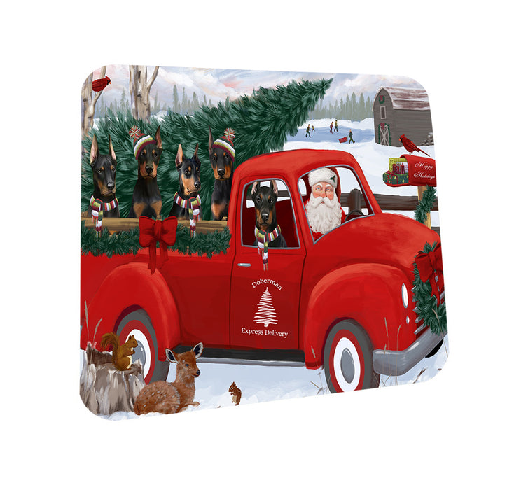 Christmas Santa Express Delivery Doberman Pinschers Dog Family Coasters Set of 4 CST54992