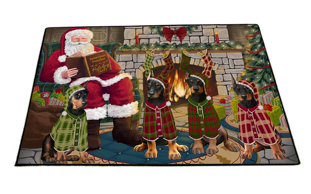 Christmas Cozy Holiday Tails Doberman Pinschers Dog Floormat FLMS52656