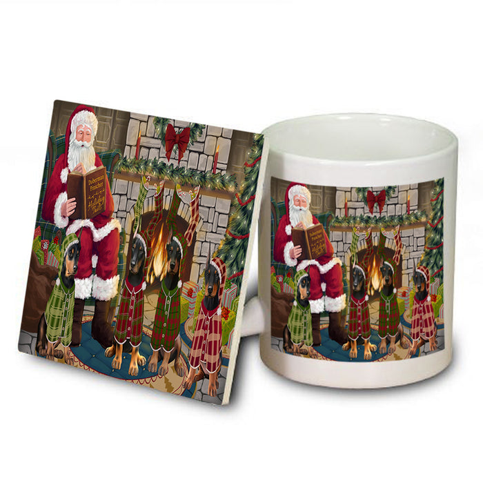 Christmas Cozy Holiday Tails Doberman Pinschers Dog Mug and Coaster Set MUC55115