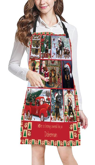Love is Being Owned Christmas Doberman Pinscher Dogs Apron