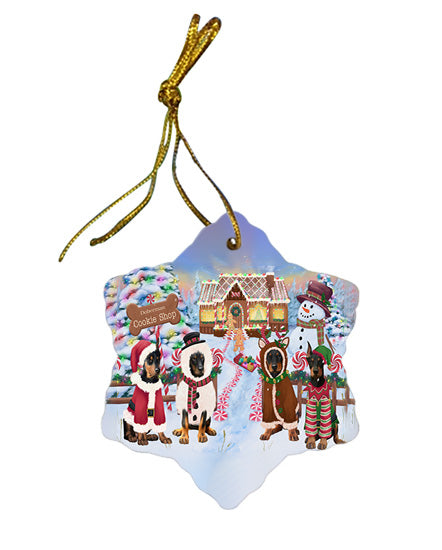 Holiday Gingerbread Cookie Shop Doberman Pinschers Dog Star Porcelain Ornament SPOR56754