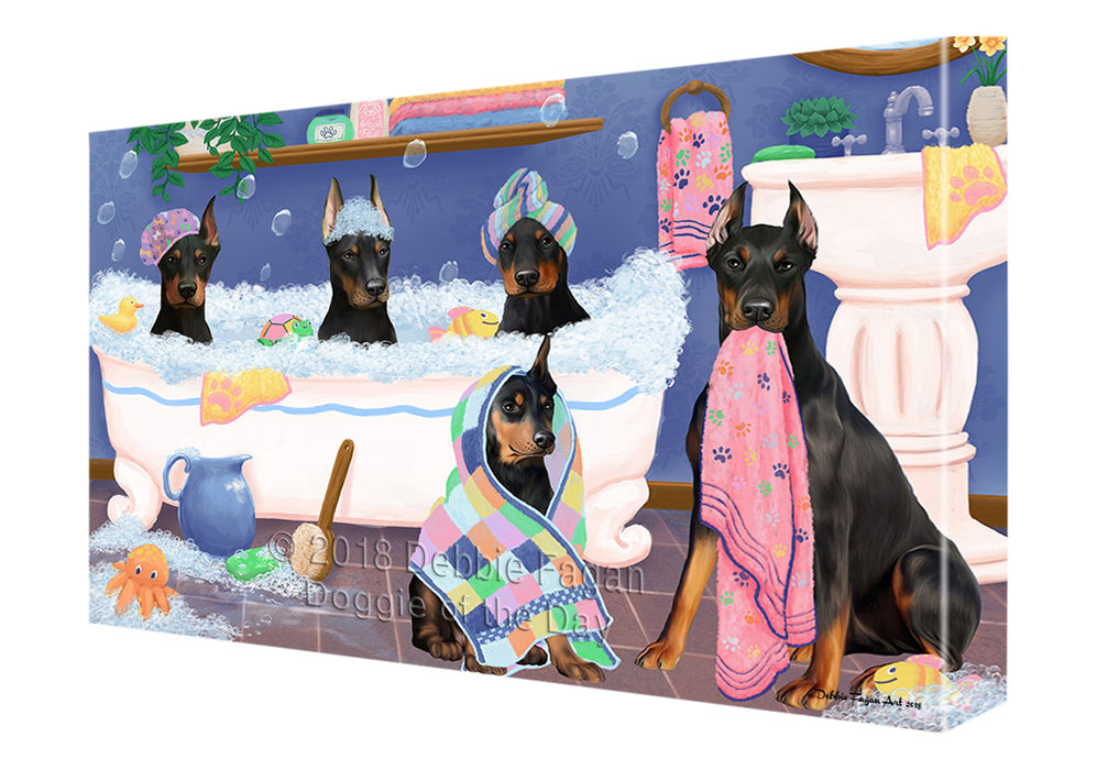 Rub A Dub Dogs In A Tub Doberman Pinschers Dog Canvas Print Wall Art Décor CVS133307