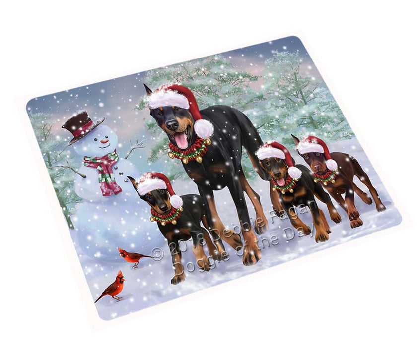 Christmas Running Family Doberman Pinschers Dog Magnet MAG71541 (Small 5.5" x 4.25")