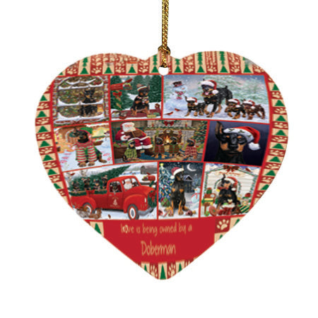 Love is Being Owned Christmas Doberman Pinscher Dogs Heart Christmas Ornament HPOR57850