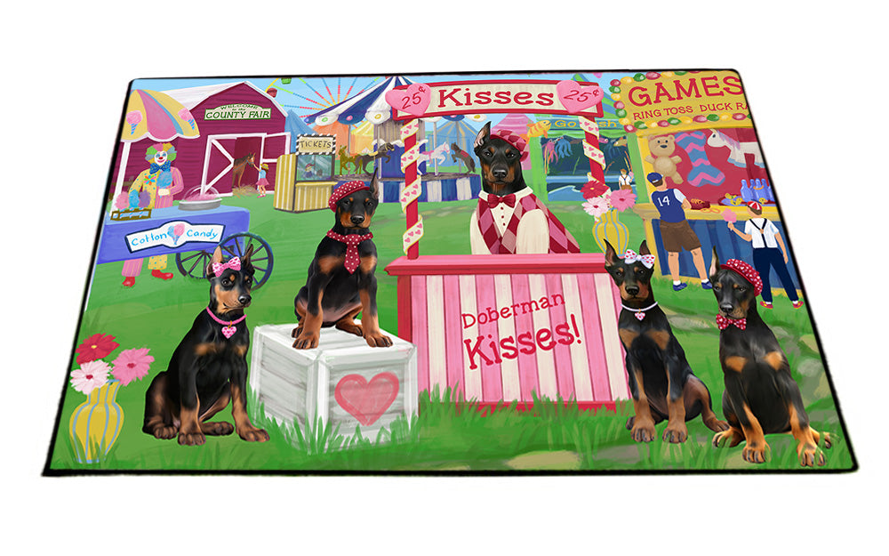 Carnival Kissing Booth Doberman Pinschers Dog Floormat FLMS52962