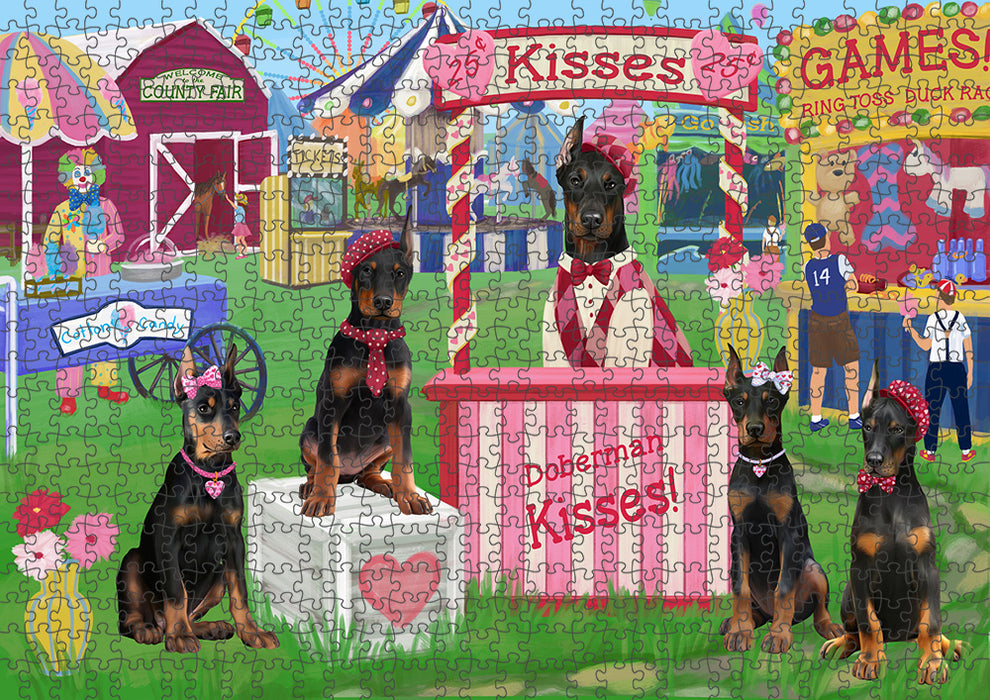 Carnival Kissing Booth Doberman Pinschers Dog Puzzle with Photo Tin PUZL91804