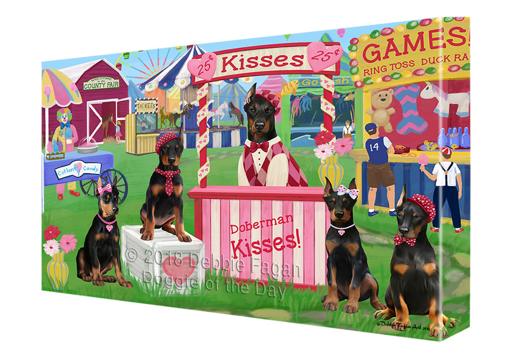 Carnival Kissing Booth Doberman Pinschers Dog Canvas Print Wall Art Décor CVS125324