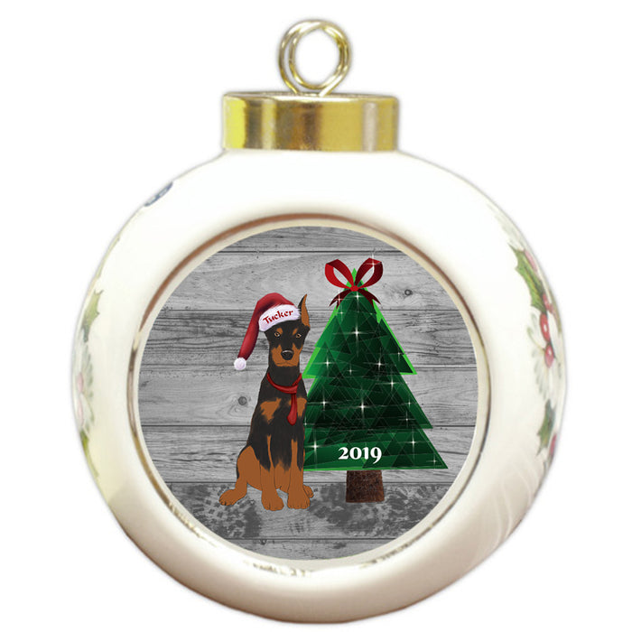 Custom Personalized Doberman Pinscher Dog Glassy Classy Christmas Round Ball Ornament