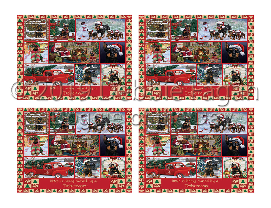 Love is Being Owned Christmas Doberman Pinscher Dogs Placemat