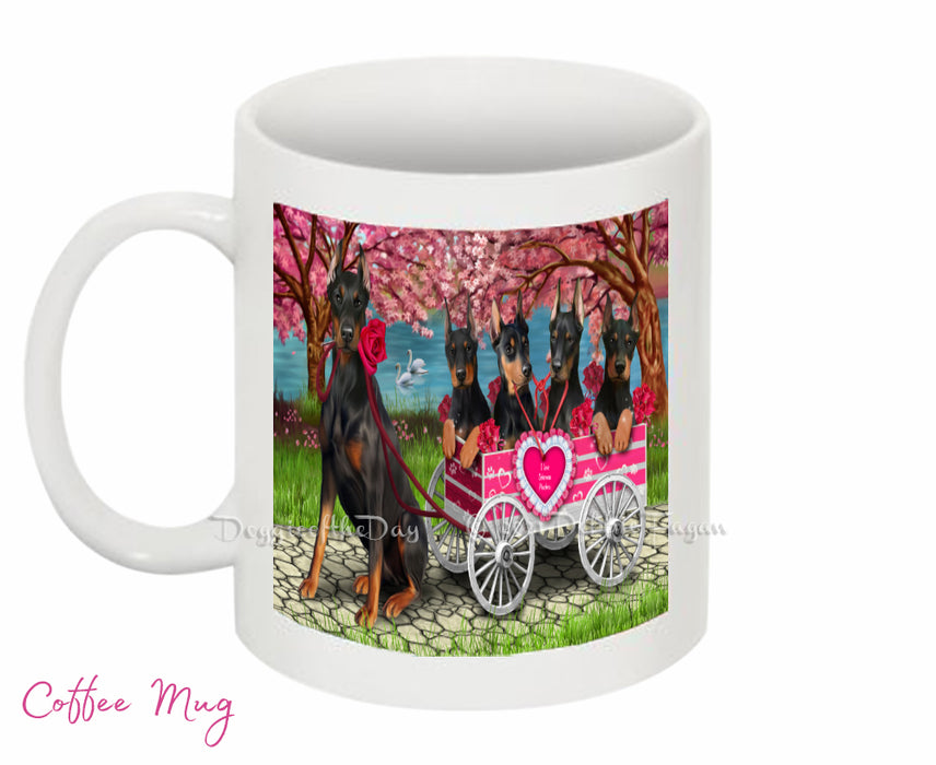 Mother's Day Gift Basket Doberman Pinscher Dogs Blanket, Pillow, Coasters, Magnet, Coffee Mug and Ornament