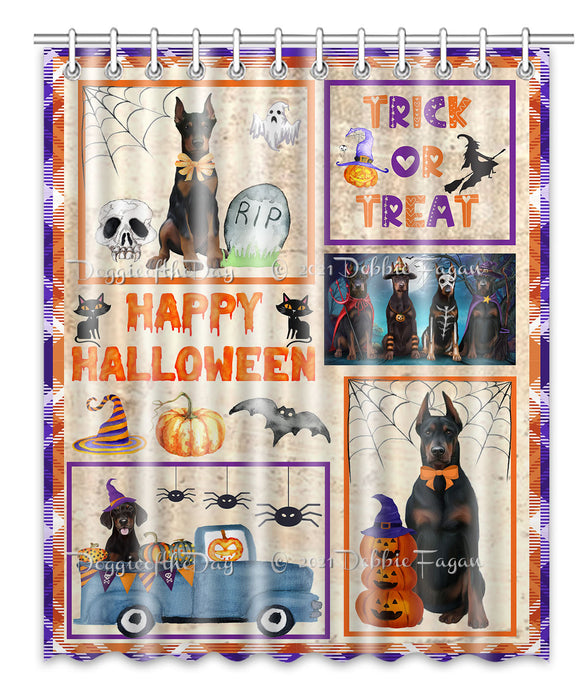 Happy Halloween Trick or Treat Doberman Dogs Shower Curtain Bathroom Accessories Decor Bath Tub Screens