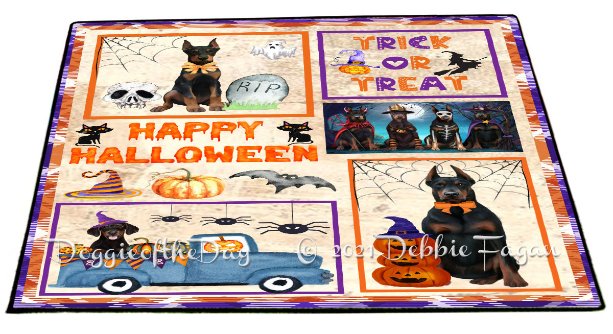 Happy Halloween Trick or Treat Doberman Dogs Indoor/Outdoor Welcome Floormat - Premium Quality Washable Anti-Slip Doormat Rug FLMS58084