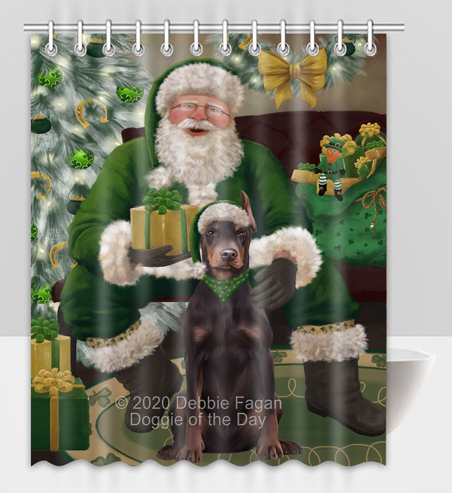 Christmas Irish Santa with Gift and Doberman Dog Shower Curtain Bathroom Accessories Decor Bath Tub Screens SC131