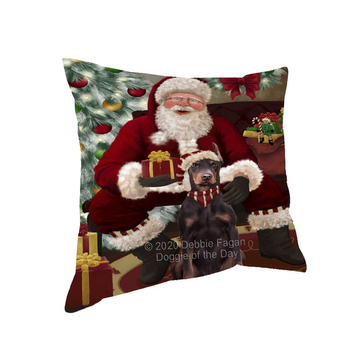 Santa's Christmas Surprise Doberman Dog Pillow PIL87160