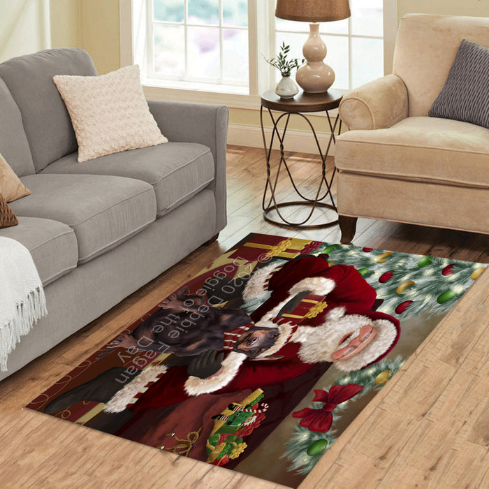 Santa's Christmas Surprise Doberman Dog Polyester Living Room Carpet Area Rug ARUG67489