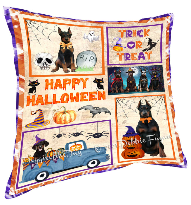 Happy Halloween Trick or Treat Doberman Dogs Pillow with Top Quality High-Resolution Images - Ultra Soft Pet Pillows for Sleeping - Reversible & Comfort - Ideal Gift for Dog Lover - Cushion for Sofa Couch Bed - 100% Polyester