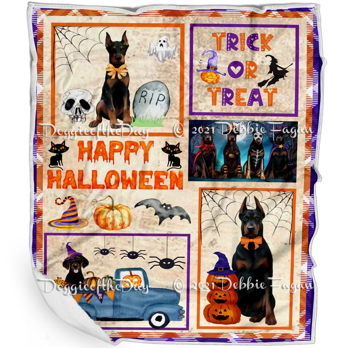 Happy Halloween Trick or Treat Doberman Dogs Blanket BLNKT143744
