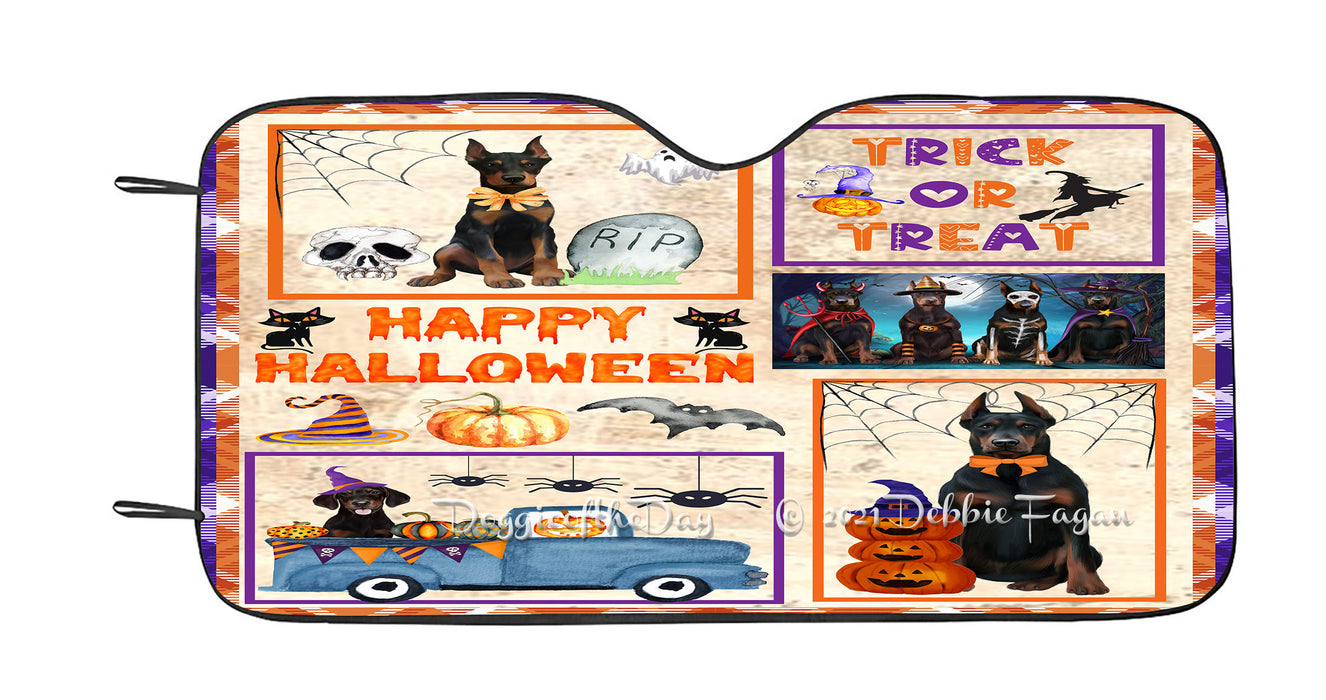Happy Halloween Trick or Treat Doberman Dogs Car Sun Shade Cover Curtain