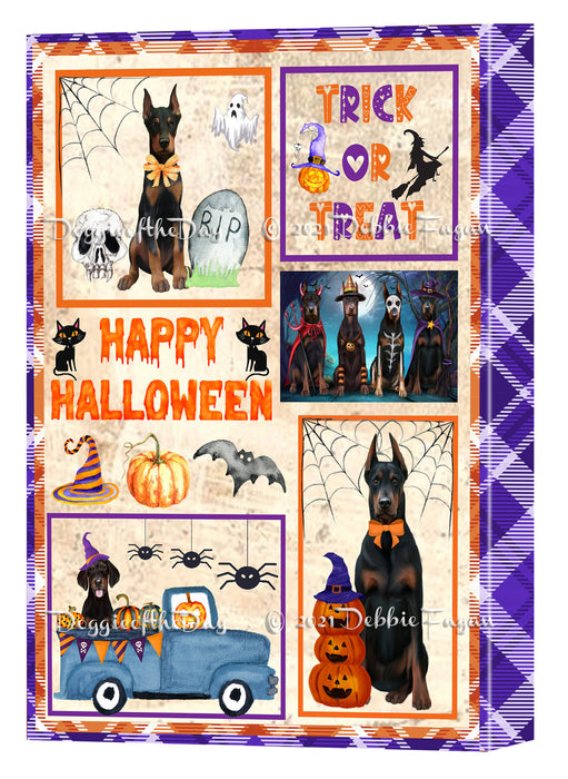 Happy Halloween Trick or Treat Doberman Dogs Canvas Wall Art Decor - Premium Quality Canvas Wall Art for Living Room Bedroom Home Office Decor Ready to Hang CVS150479