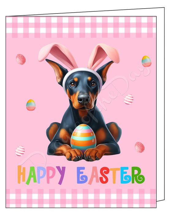 Doberman Dog Easter Day Greeting Cards and Note Cards with Envelope - Easter Invitation Card with Multi Design Pack