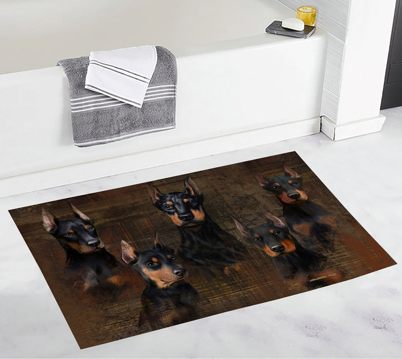 Rustic Doberman Dogs Bath Mat