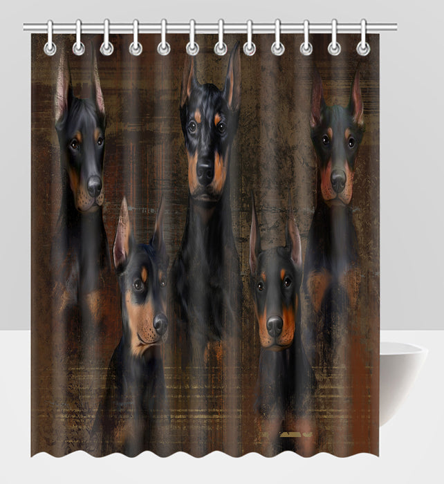 Rustic Doberman Dogs Shower Curtain