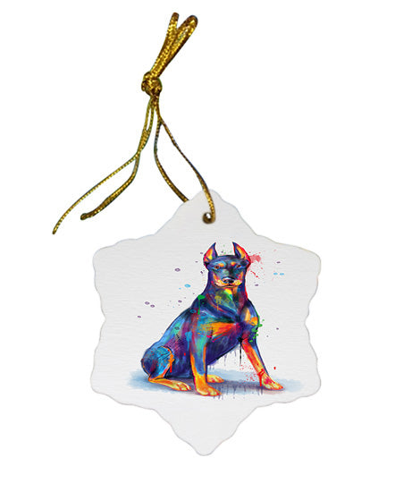 Watercolor Dobermann Dog Star Porcelain Ornament SPOR57381