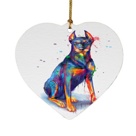 Watercolor Dobermann Dog Heart Christmas Ornament HPOR57381