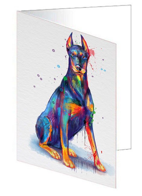 Watercolor Dobermann Dog Handmade Artwork Assorted Pets Greeting Cards and Note Cards with Envelopes for All Occasions and Holiday Seasons GCD76772