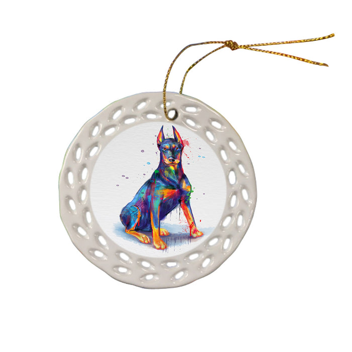 Watercolor Dobermann Dog Ceramic Doily Ornament DPOR57381