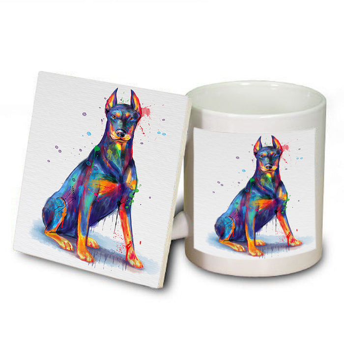 Watercolor Dobermann Dog Mug and Coaster Set MUC57078