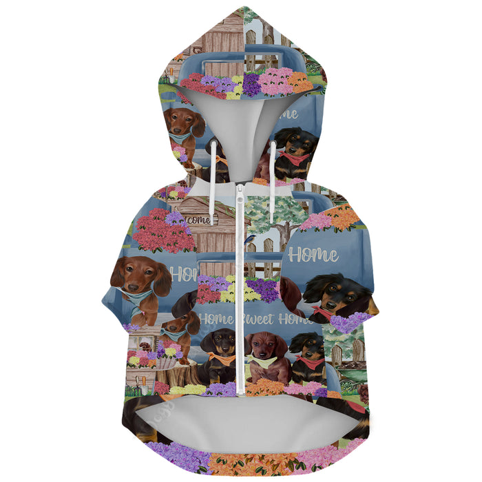Rhododendron Home Sweet Home Garden Blue Truck Dachshund Dog Microfleece Lined Pet Hoodie