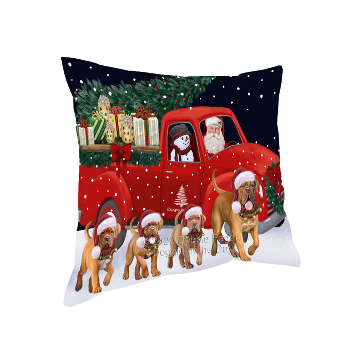 Christmas Express Delivery Red Truck Running Dogue de Bordeaux Dogs Pillow PIL86076