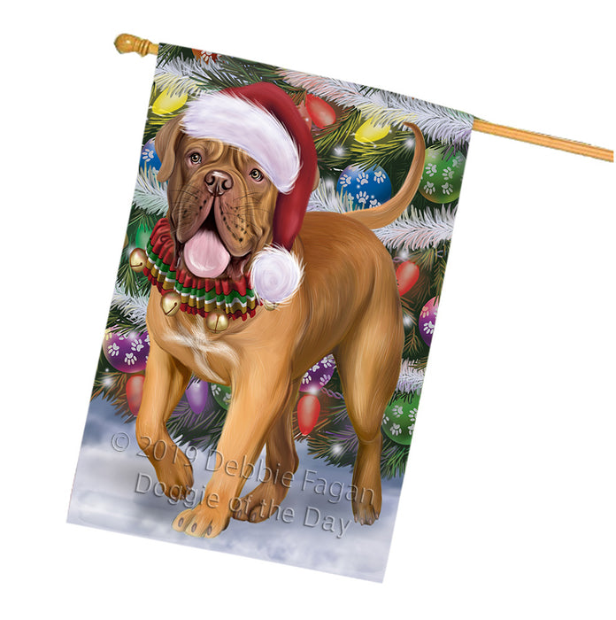 Trotting in the Snow Dogue De Bordeaux Dog House Flag FLG66136