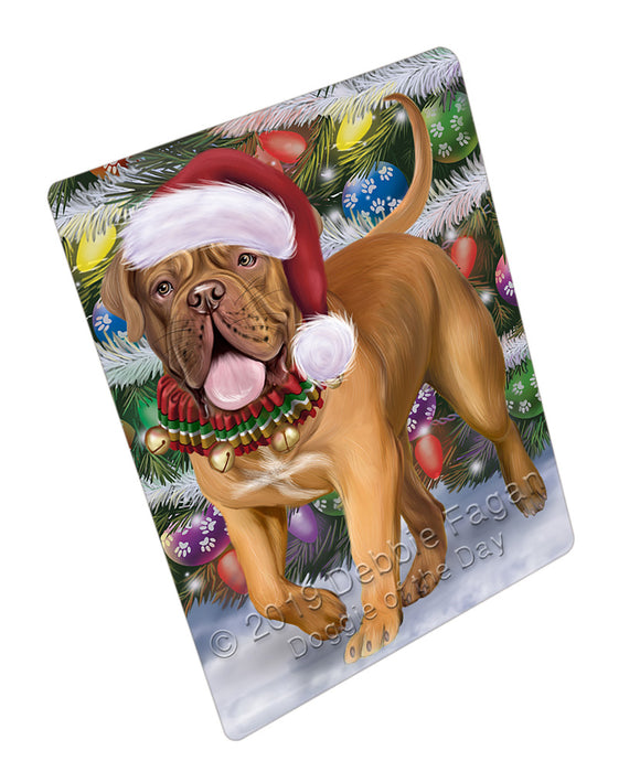 Trotting in the Snow Dogue De Bordeaux Dog Cutting Board - For Kitchen - Scratch & Stain Resistant - Designed To Stay In Place - Easy To Clean By Hand - Perfect for Chopping Meats, Vegetables, CA81414