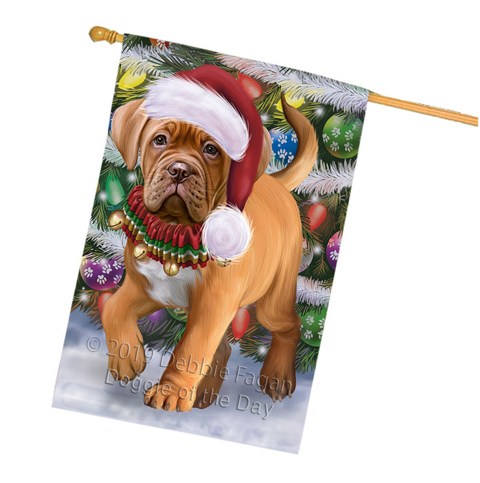 Trotting in the Snow Dogue De Bordeaux Dog House Flag FLG66137