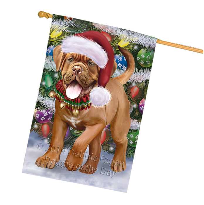 Trotting in the Snow Dogue De Bordeaux Dog House Flag FLG66138