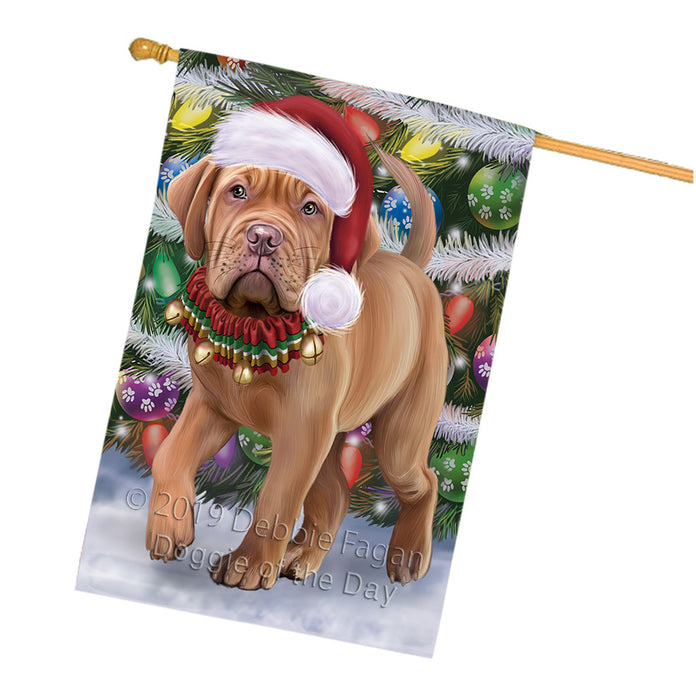 Trotting in the Snow Dogue De Bordeaux Dog House Flag FLG66139